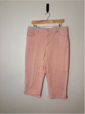 Gloria Vanderbilt Amanda Capri Jeans Womens 16 Pink Stretch Cropped Plu Size